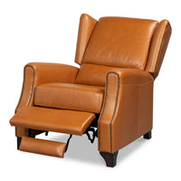 Mulberry Brown Leather Recliner with Nailhead Trim - additional view