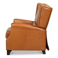 Mulberry Brown Leather Recliner with Nailhead Trim - additional view