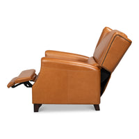 Mulberry Brown Leather Recliner with Nailhead Trim - additional view
