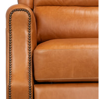 Mulberry Brown Leather Recliner with Nailhead Trim - additional view