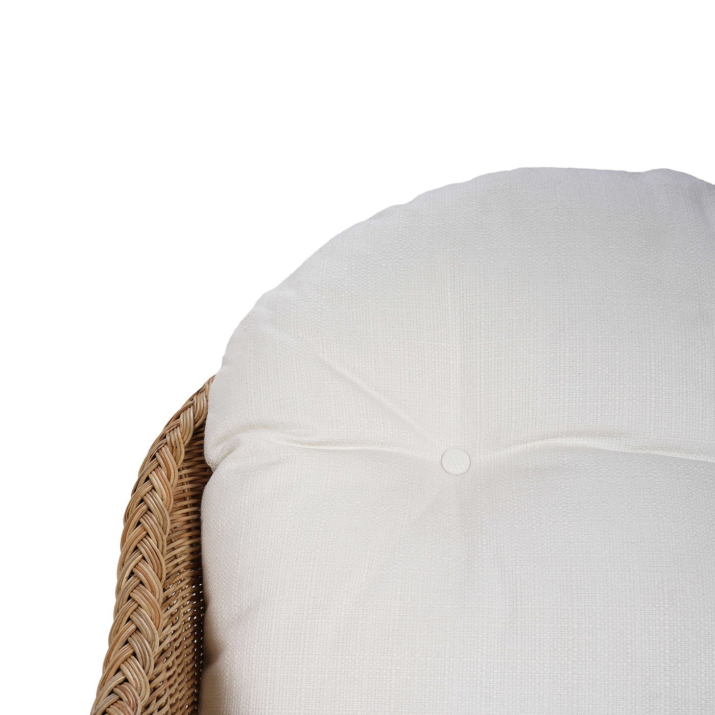 Close-up of chair's cushioned backrest detail.