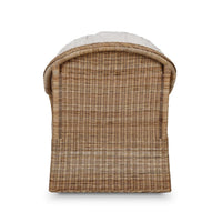 Back view of rattan swivel chair.