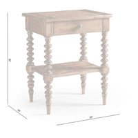 Rustic nightstand dimensions and design details.