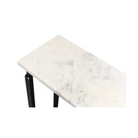 Detailed marble texture on narrow console table top.