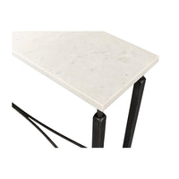 Top view highlighting marble surface of console table.