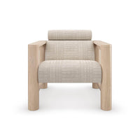 Front view of natural oak arm chair.