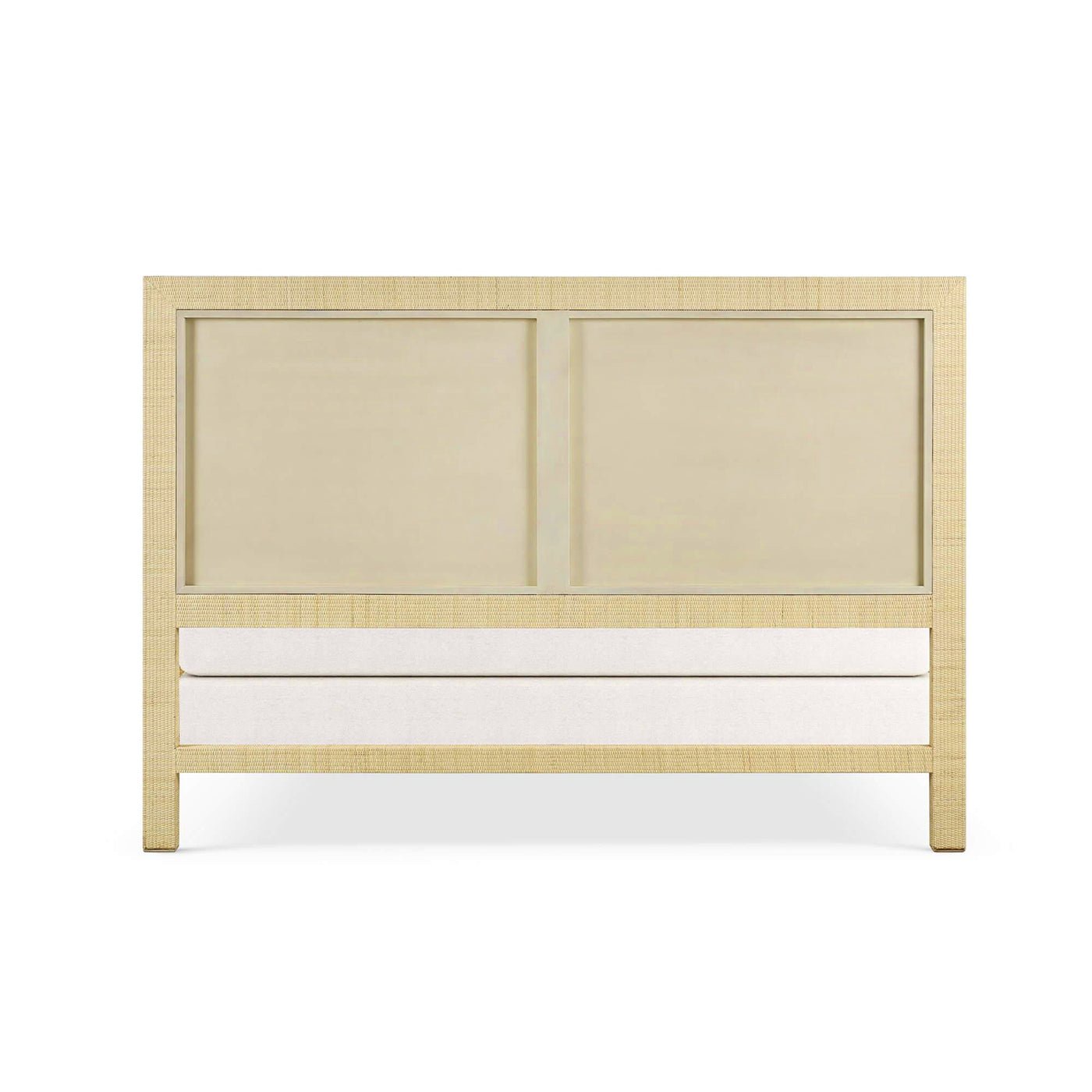 Natural rattan king bed frame back view.