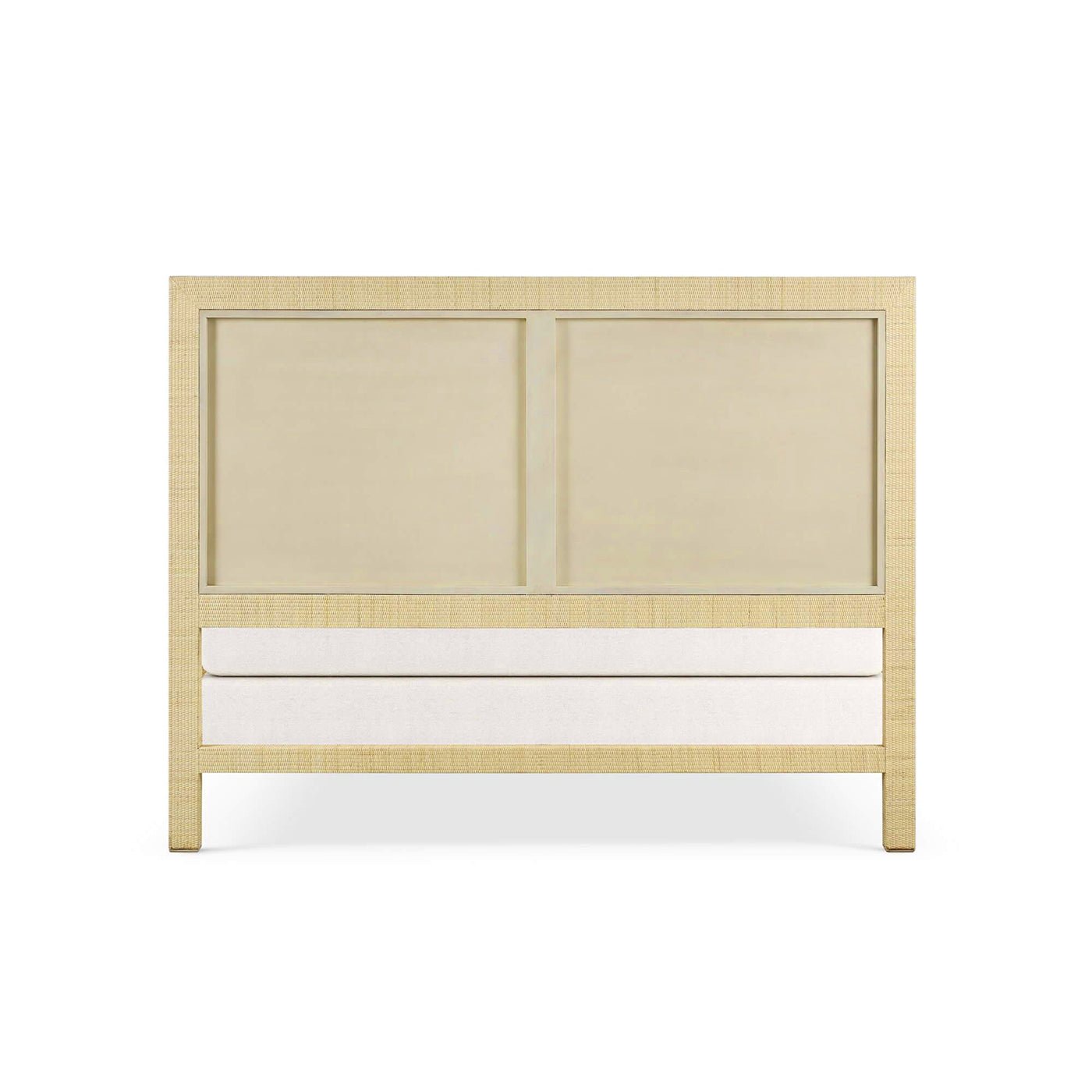 Back view of natural rattan queen size bed frame.