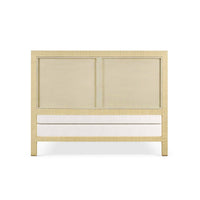 Back view of natural rattan queen size bed frame.