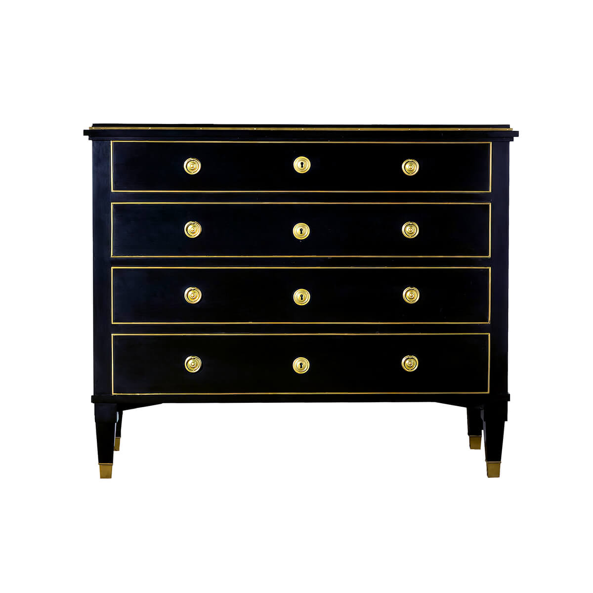 Front view of Neo Classic Black Chest of Drawers