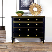 Neo Classic Black Chest styled in room with decor