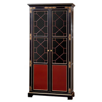 Black and red Neo Classic bookcase with gold accents.