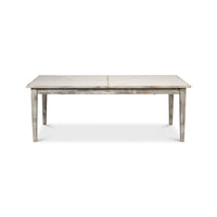 Gray painted extension dining table front view.