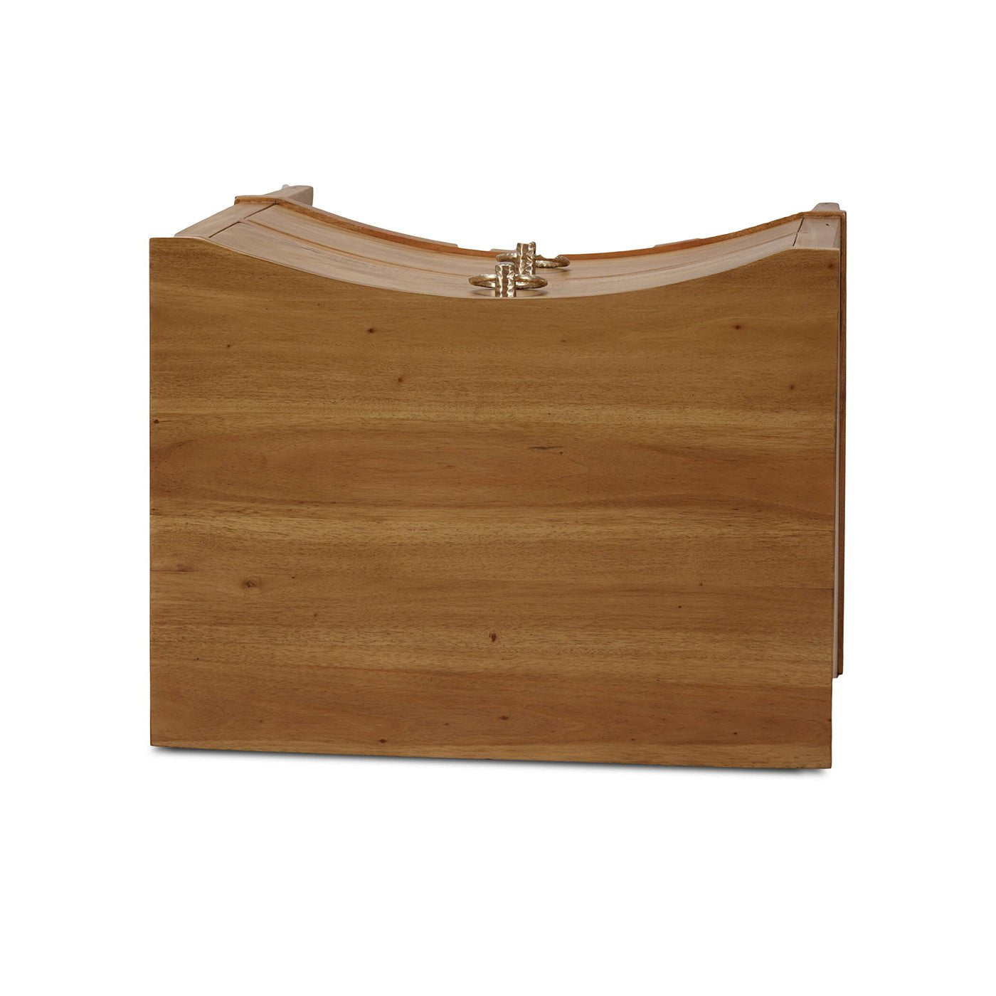 Top view of incurved nightstand surface showing wood grain.
