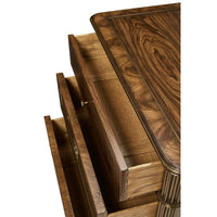 Top view, details of neo classic bedside chest drawers.
