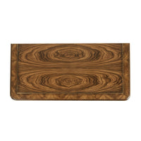 Top view of classic chest with intricate wood grain.