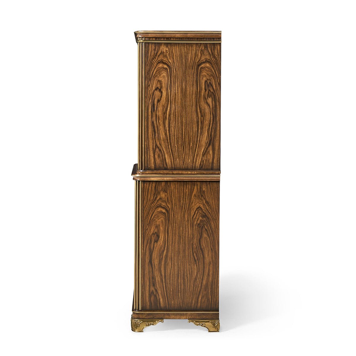Side profile of neo classic chest, wood finish.