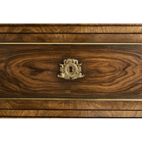 Keyhole detail, intricate design on drawer of chest.
