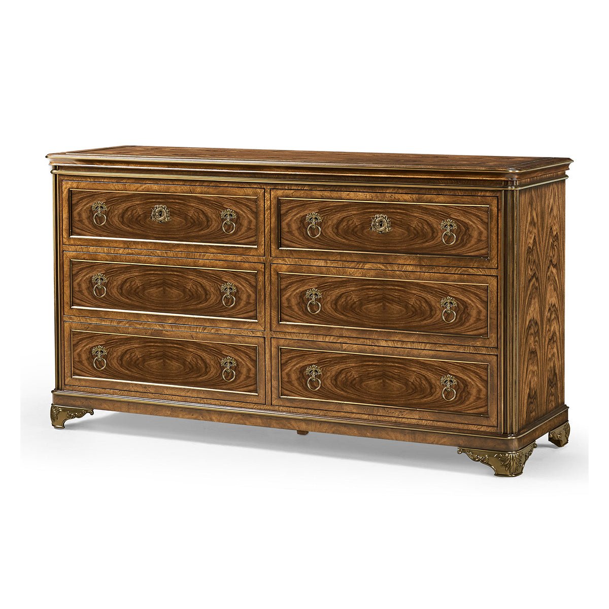 Front view of Neo Classic inspired dresser with drawers.