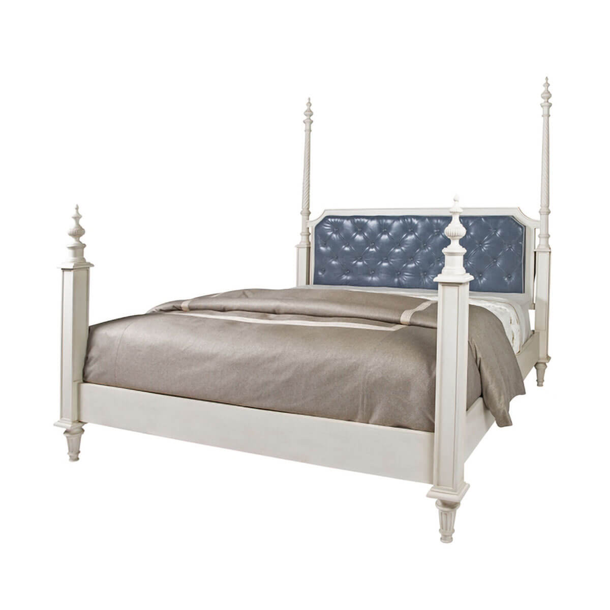 Side view of elegant king bed frame.