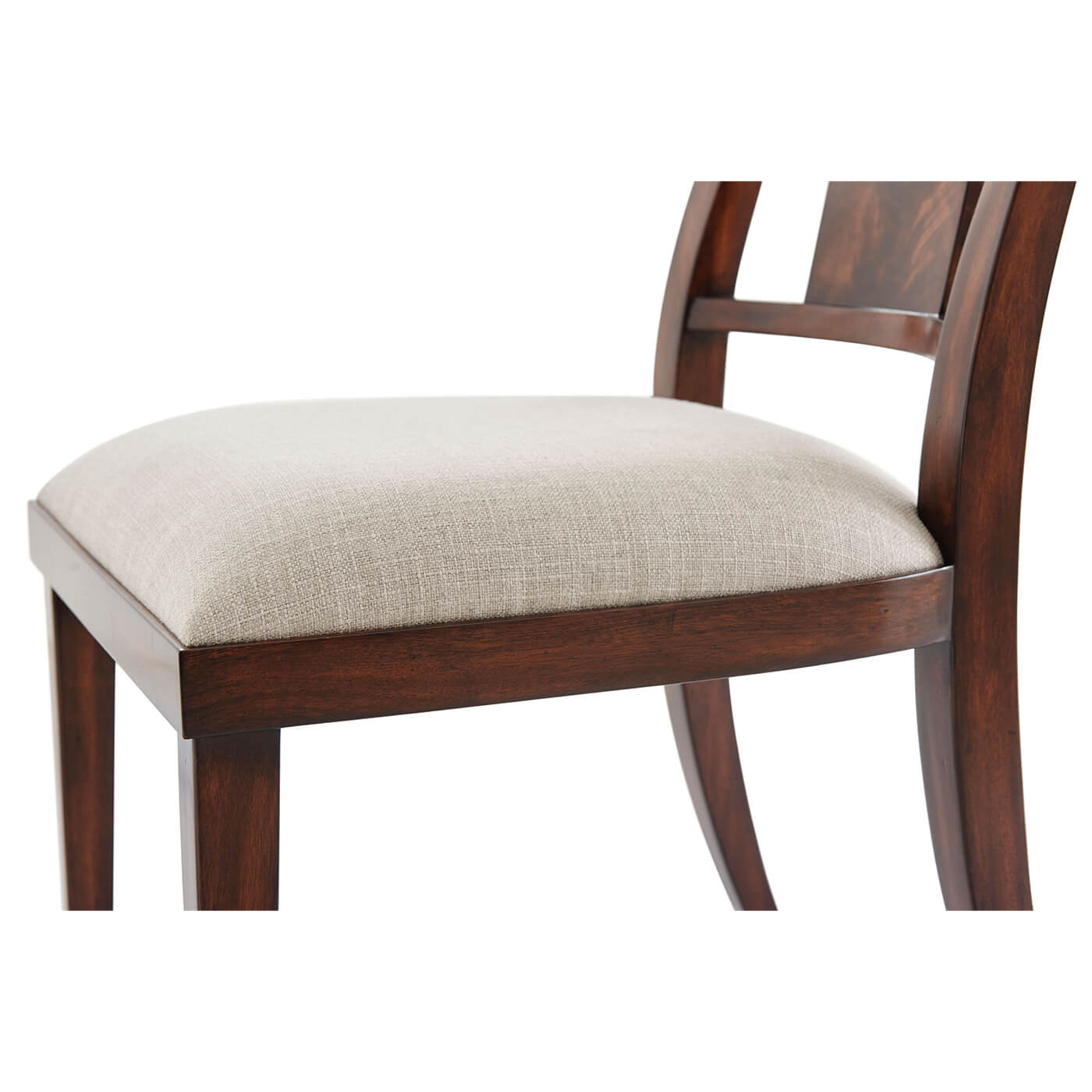 Close-up of Neo Classic Dining Chair seat, fabric texture.