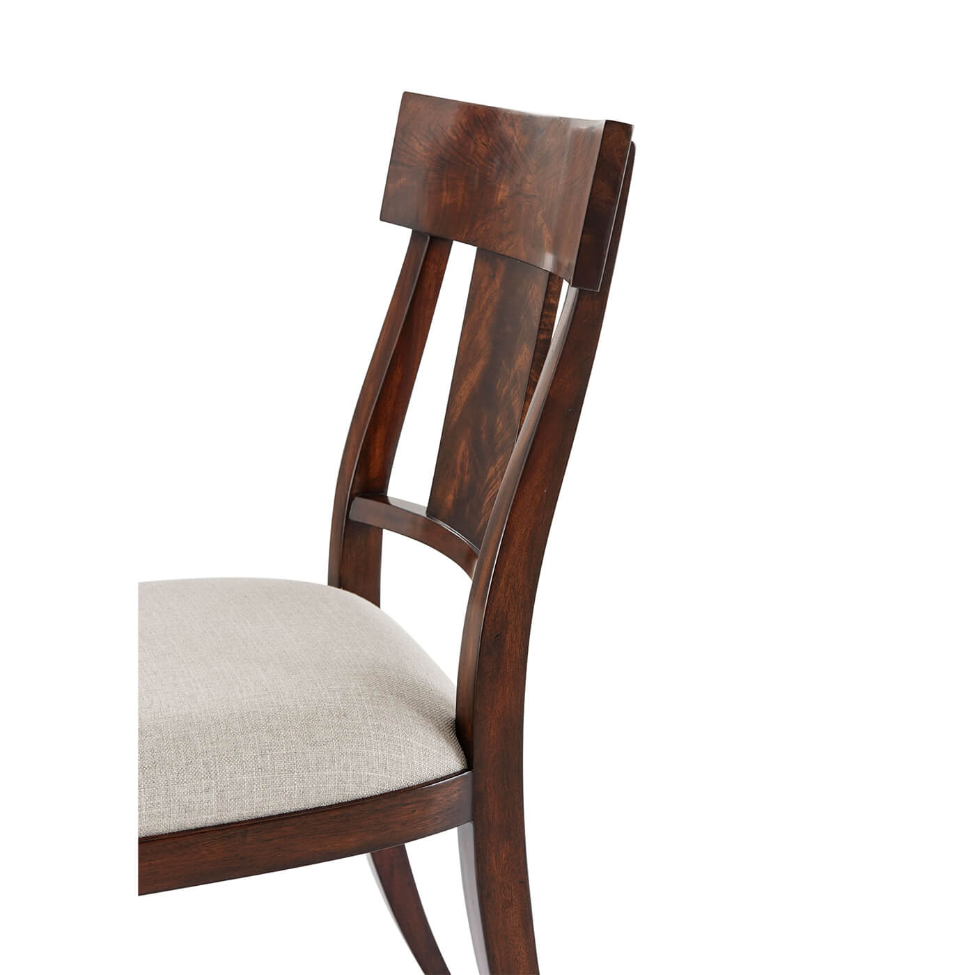 Detail of Neo Classic Mahogany Dining Chair, elegant backrest design.