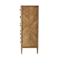 Light oak dresser side view, elegant wood pattern.