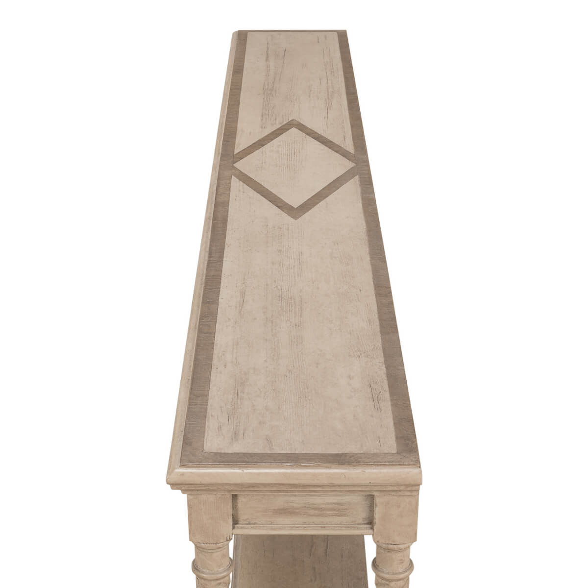 Top view highlighting geometric design on console table.