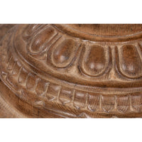 Intricate base carvings and texture, neoclassical bistro table.