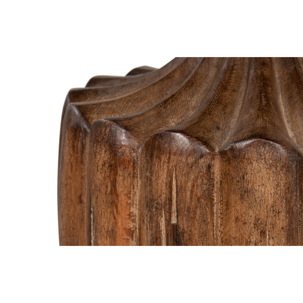 Detailed close-up of column texture and woodwork.