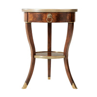 Neo Classic round end table, straight front view.