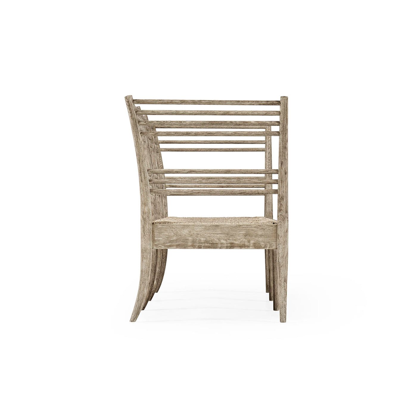 Side profile of Gustavian bench, detailed woodwork.