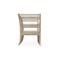Side profile of Gustavian bench, detailed woodwork.