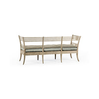Back angle view of bench sofa with cushion.