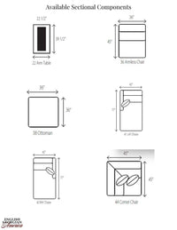 Sectional components diagram with measurements.