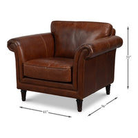 Dimension drawing for Newark Brown Leather Lounge Chair, 41 Inches Wide