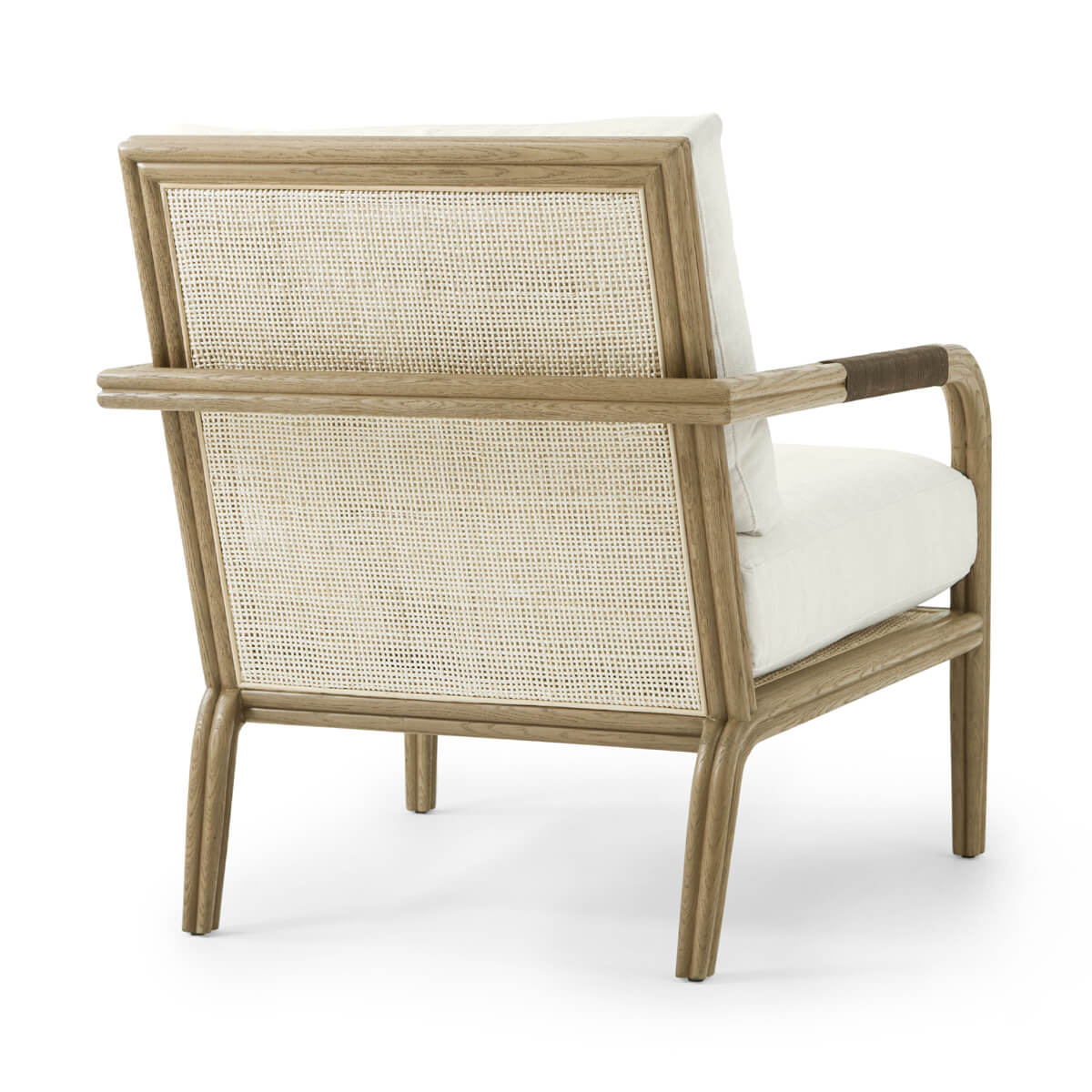 Newport Coastal Armchair, back view highlighting woven details.