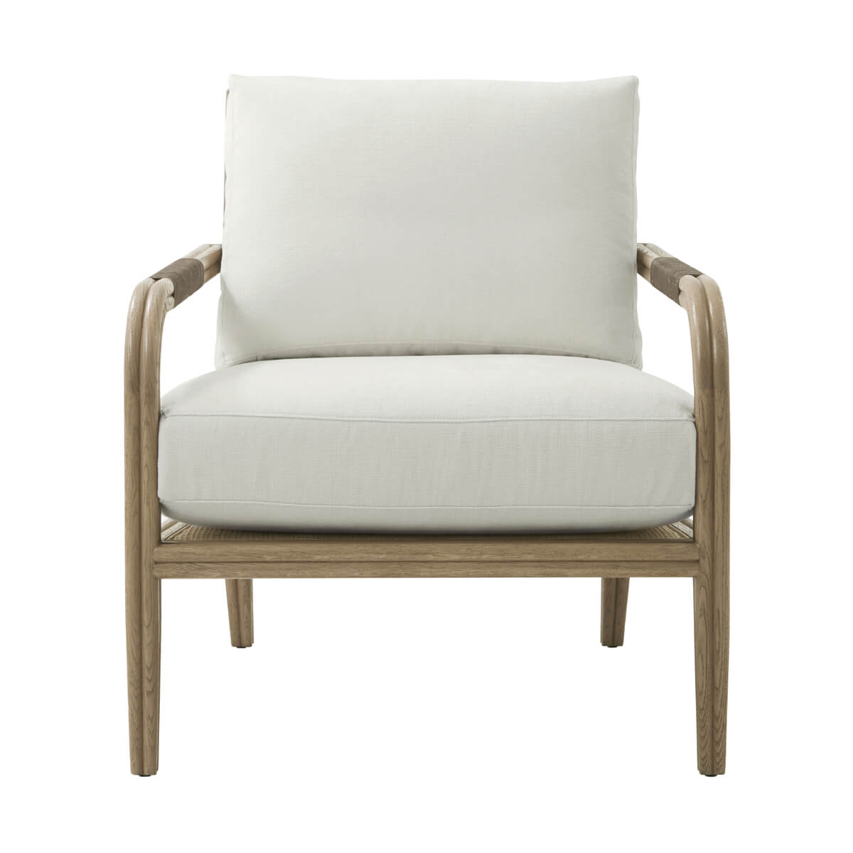 Newport Coastal Armchair, front perspective showing padded seat.