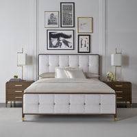 Bedroom set with nightstands and bed, Hollywood Regency design.
