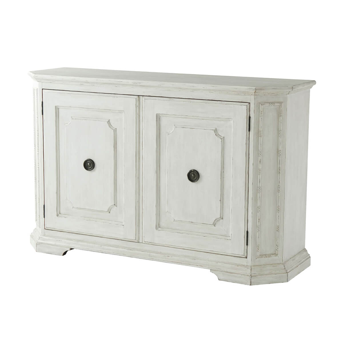 Front angle of Northern European painted buffet, white finish.