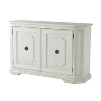 Front angle of Northern European painted buffet, white finish.
