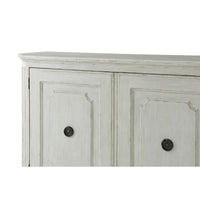 Upper section of Northern European painted buffet doors, detailed design.