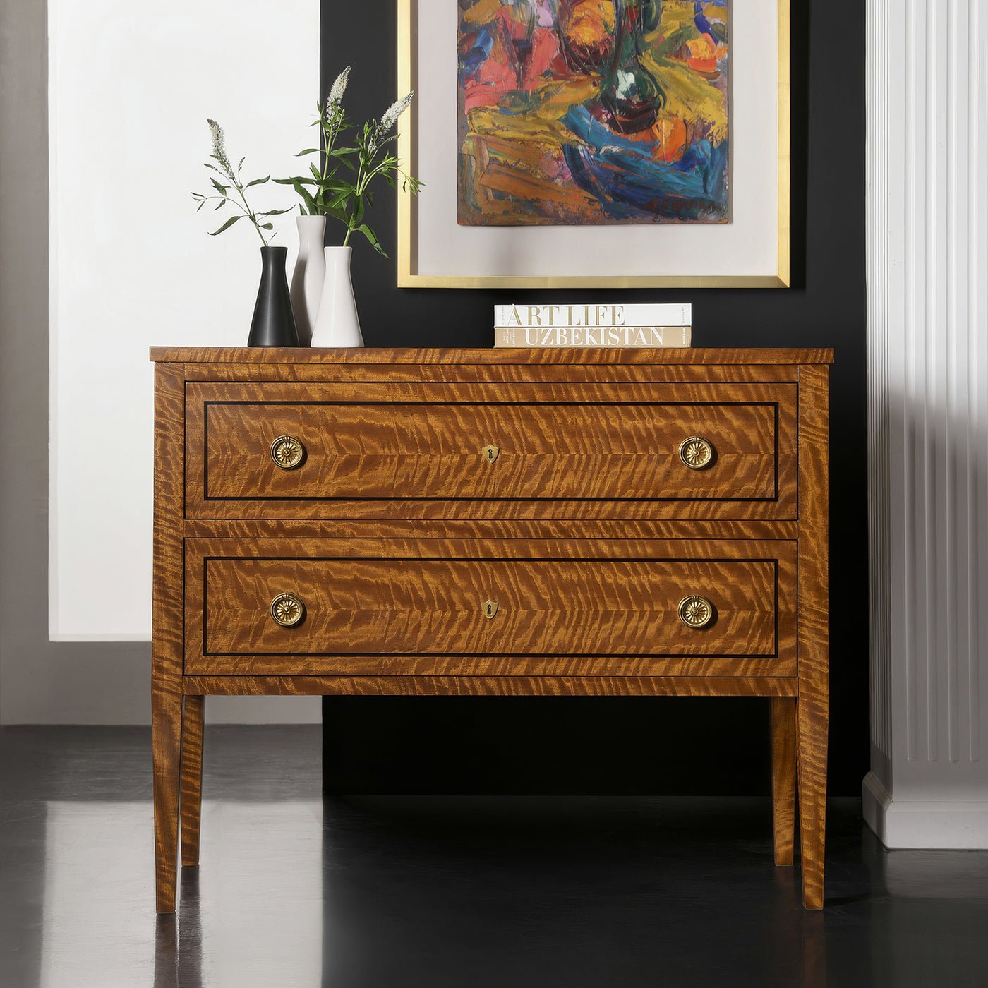 Northern European style commode in modern living space.