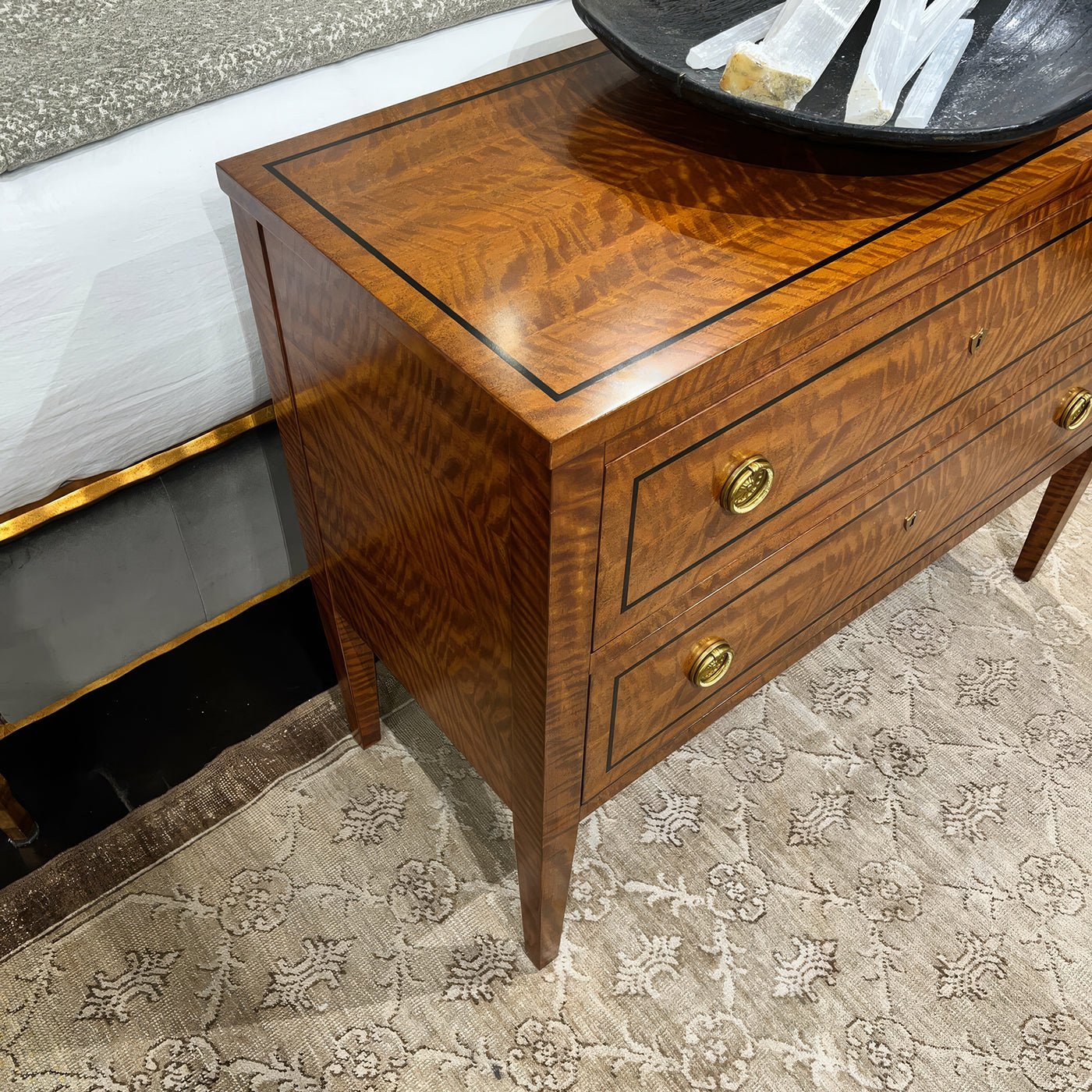 Top surface and detail of commode chest.