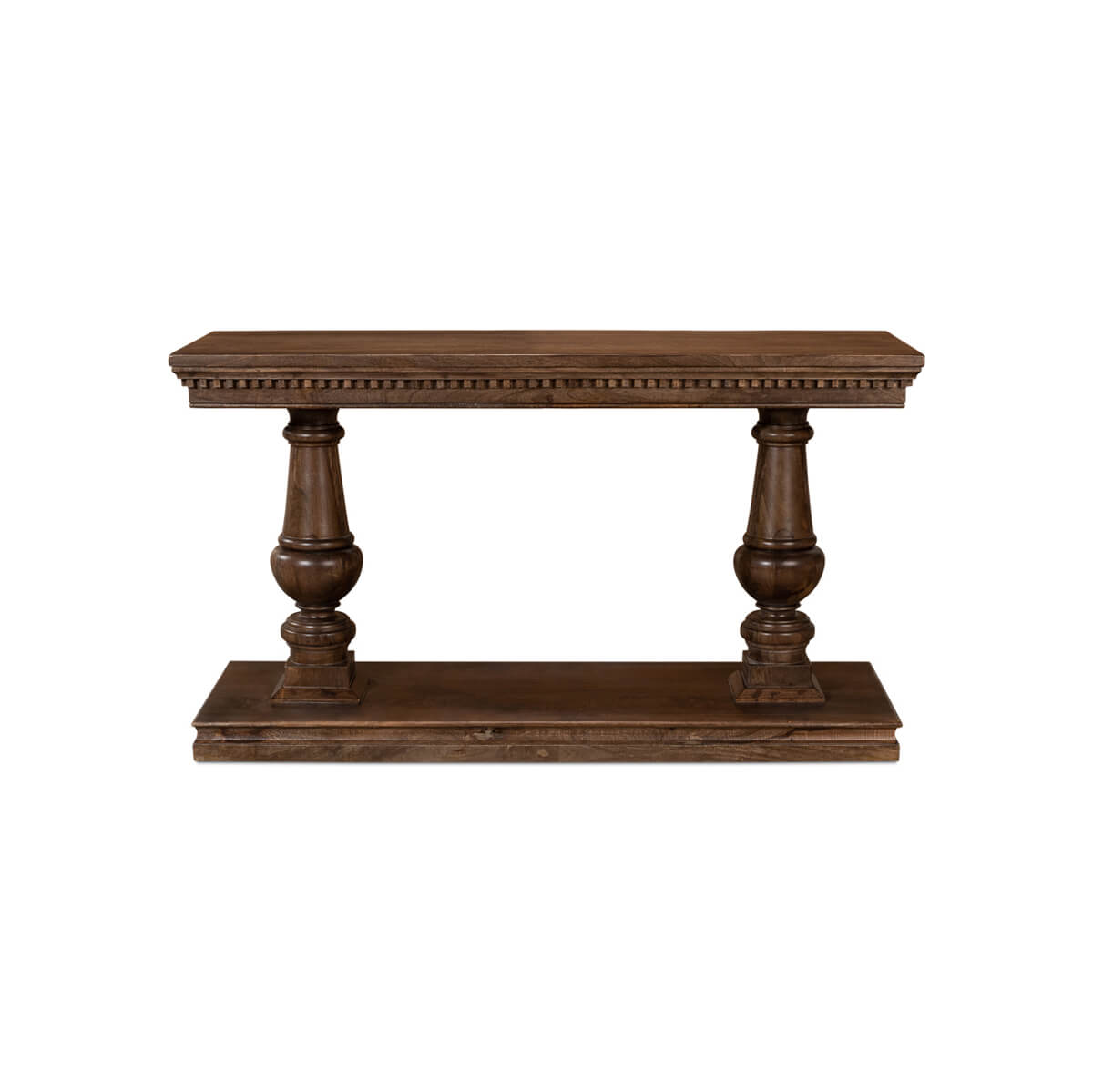 Front view of wooden console table, neoclassical style.