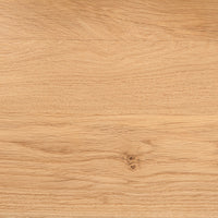Close-up of the light oak grain with natural knots and tonal variation
