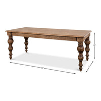 Dimensions of oak farmhouse dining table displayed.