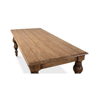 Angled view showing oak tabletop length.