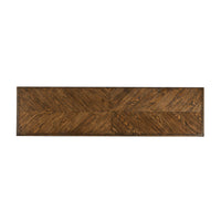 Top view, oak four door buffet, wood grain texture.