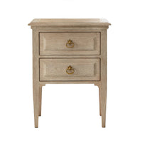 Front view of Oak Louis XVI bedside table.